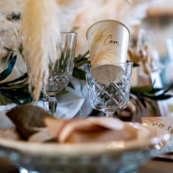 8 Gobelets en carton - Feuille de Pampa - Communion