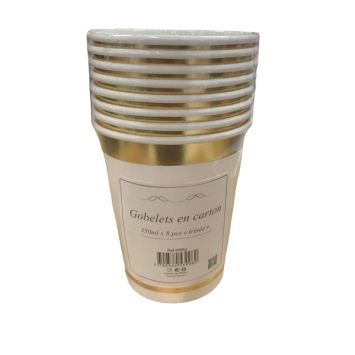 8 gobelets en carton - 350 ml - Couleur au choix