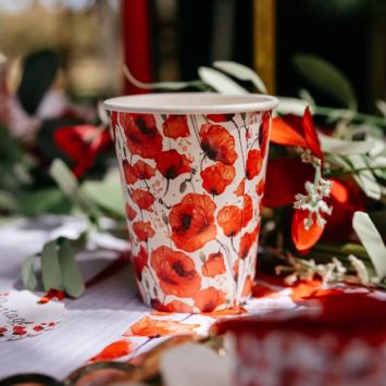 8 Gobelets en carton - Collection Poppy Love