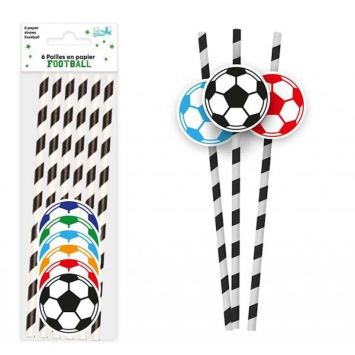 De belles pailles noires et blanches pour vos boissons lors de l'anniversaire de votre enfant sur le thème du football | jourdefete.com
