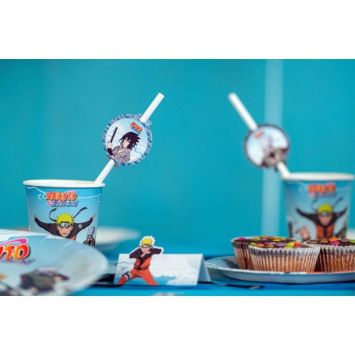 8 pailles médaillon en papier FSC® - 19,6 cm - Naruto Shippuden ®