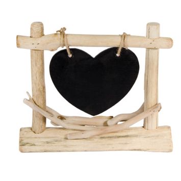 Centre de table ardoise coeur en bois