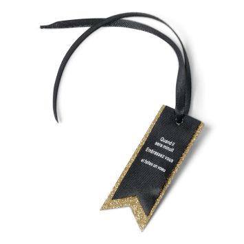 Etiquettes fanions Nouvel An - Noires et Or