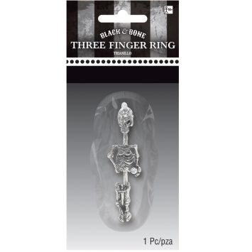 Bague 3 Doigts en Forme de Squelette