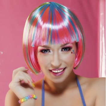Perruque Pebbles fluo pour femme