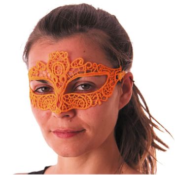 Loup en Tissu Dentelle - Orange Fluo