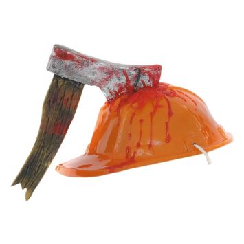Casque de Chantier avec Hache Sanglante