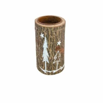 Bougeoir Effet Tronc avec Sapins