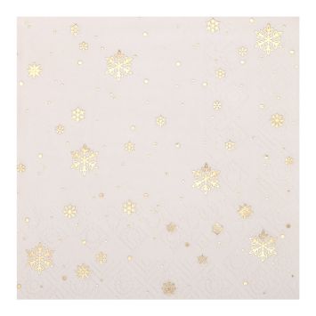 20 serviettes cocktail en papier - Noël - 25 x 25 cm - Collection Flocon d'Or - Couleur au choix