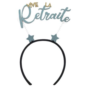 Serre-tête "Vive la Retraite" en plastique - 21 x 25 cm - Collection Retraite Dorée - Couleur au choix
