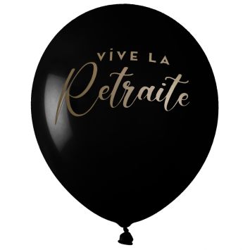 Ballons "Vive la Retraite" avec inscription dorée pour décoration de fête | jourdefete.com