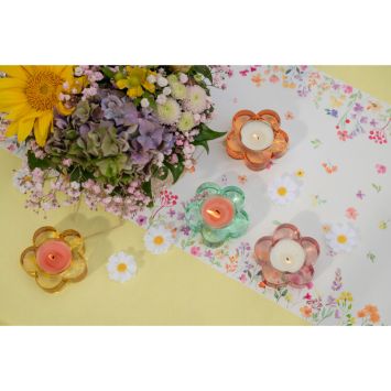 Porte-bougie en forme de fleur en verre - 7,3 x 2 cm - Pâques - Couleur au choix