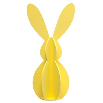 Lapin décoratif de Pâques en bois jaune ajouré | jourdefete.com