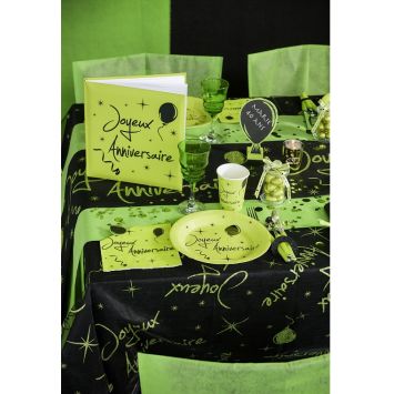 Nappe Pailletée "Joyeux Anniversaire" - Vert