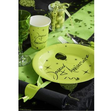 10 Assiettes "Joyeux Anniversaire" - Vert