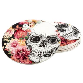 Sachet de 6 Sous-Bocks en Carton - Crâne et Fleurs