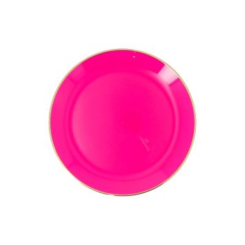 Assiettes réutilisables élégance couleur au choix avec liseré doré diamètre 19 cm | jourdefete.com