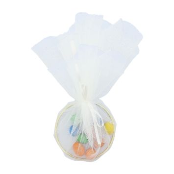 4 anneaux à dragées en métal doré avec ruban satiné - Diamètre 7,5 cm - Couleur au choix