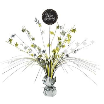 Centre de table « Joyeux Anniversaire »  - or