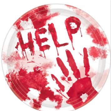 Sachet de 10 Assiettes en carton « Halloween Sanglant » - 23 cm