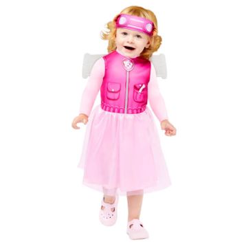 Déguisement enfant pilote rose avec ailes. Costume petite héroïne