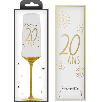 Flûte à champagne en verre pour anniversaire - Âge au choix
