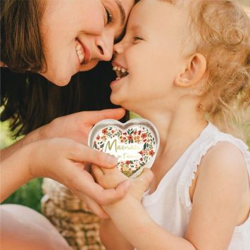 Boule à paillettes en forme de cœur - Maman - Collection Maman Chérie