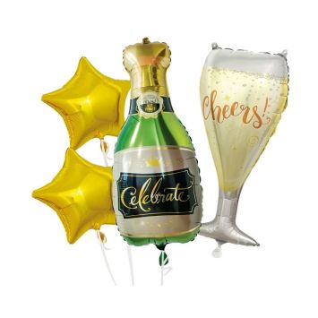 lot de 4 ballons aluminium thème champagne | jourdefete.com