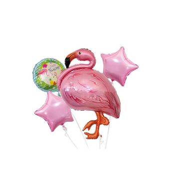 lot de 4 ballons aluminium thème flamant rose | jourdefete.com