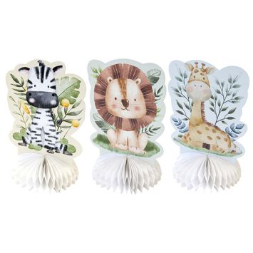 3 centres de table - 14,5 x 10 cm - Collection Animaux de la Savane