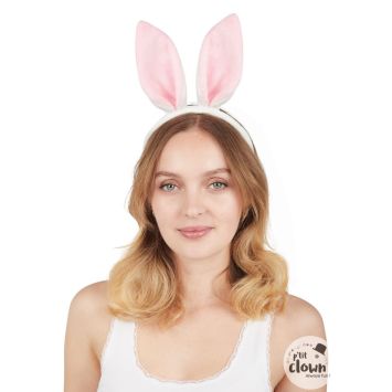 Serre-tête de lapin rose et blanc