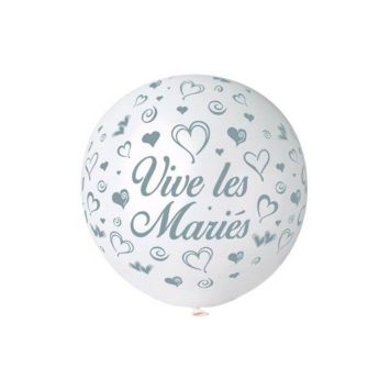 Ballon géant rond blanc vive les mariés | jourdefete.com