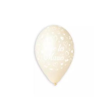 10 Ballons vive les mariés couleur ivoire | jourdefete.com