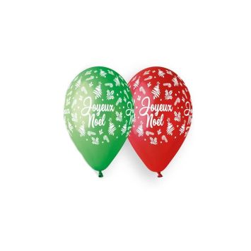 10 ballons joyeux noël verts et rouges | jourdefete.com