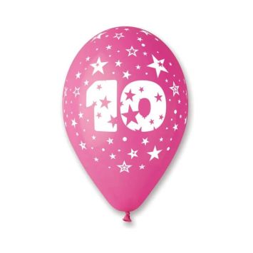 10 ballons multicolores nombre 10 avec étoiles | jourdefete.com