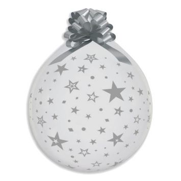 Ballon transparent étoiles avec nœud de 45 cm | jourdefete.com