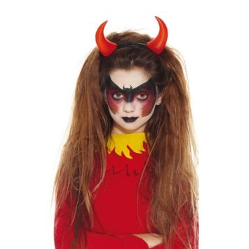 serre-tete enfant cornes de diable rouges plastique halloween| jourdefete.com