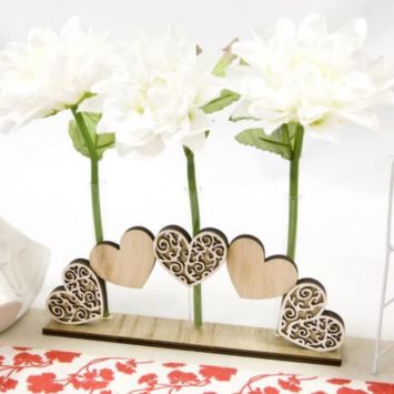 Arche sur socle avec 3 tubes en verre - Cœurs avec arabesques