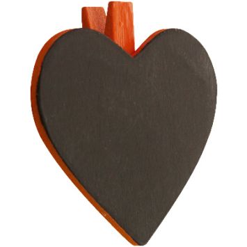 Ardoise Porte Nom Coeur - Orange