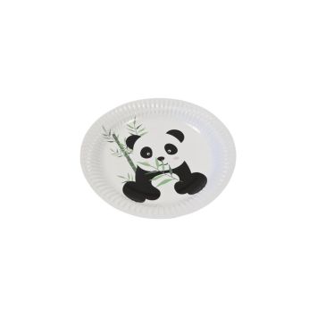 6 assiettes en carton - Diamètre 18 cm - Collection Panda