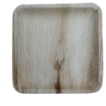 10 assiettes carrées en feuille de palmier - 25 x 25 cm
