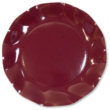 Petites Assiettes Vagues Rondes en Carton Bordeaux