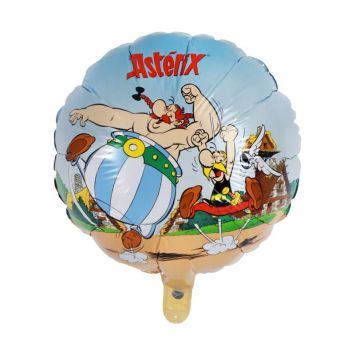 Ballon rond décoré avec Astérix, Obélix et Idéfix | jourdefete.com