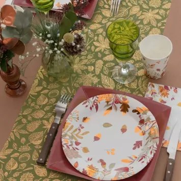 10 assiettes en carton FSC® - Diamètre 22,5 cm - Collection Automne Doré