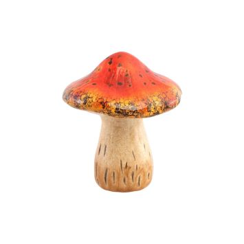 Champignon rouge d'automne en terre cuite - 12 x 11,5 x 13,5 cm