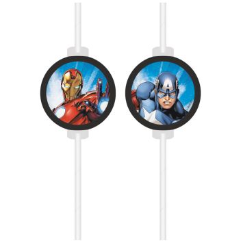 4 pailles médaillon en papier - 22 cm - Avengers™