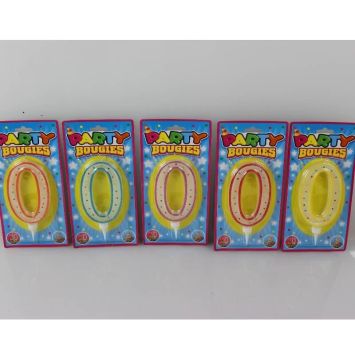 Bougie d'Anniversaire Géante Chiffre 0 - Divers Coloris
