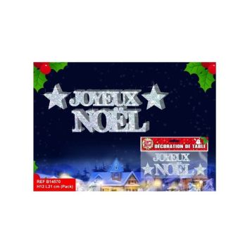 Décoration Totem "Joyeux Noël" - Argent