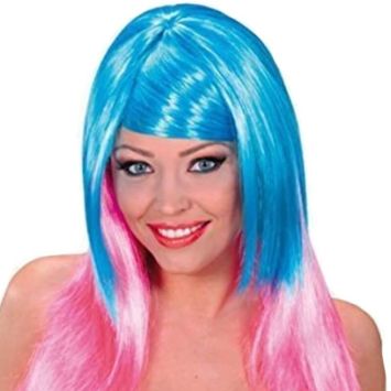 Perruque Femme Bicolore - Rose et Turquoise