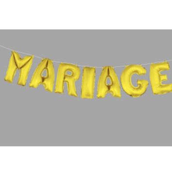 7 Ballons métallisés "Mariage" - Or